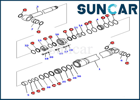 721-98-00160 Boom Seal Kit Xi lanh thủy lực cho các kiểu PC210I-10 PC210LCI-10 Máy xúc Komatsu