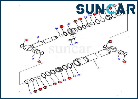 707-99-47070 Boom Cylinder Service Kit Phù hợp với Bộ phận sửa chữa máy xúc Komatsu HB215LC-2 PC210LCI-10