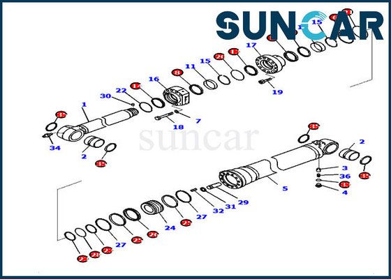 PC210LCI-11 D375AI-8E0 721-98-02330 Bộ làm kín xi lanh cánh tay Komatsu Bộ phận bộ dịch vụ thủy lực