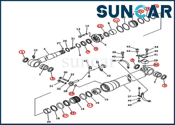 707-99-58200 7079958200 Bộ con dấu sửa chữa xi lanh cánh tay cho thông số kỹ thuật tùy chỉnh. Mô hình PC220-5C PC220LC-5C Komatsu
