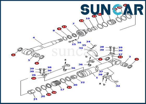 Boom Seal Kit Hydraulic Cylinder 707-99-58260 Fits Komatsu Heavy Equipment PC220-6 PC250LC-6L