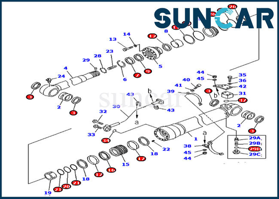 PC220LC-6 Bộ công cụ sửa chữa con dấu Komatsu 707-99-58300 7079958300 Phù hợp với 100MM Que xi lanh cánh tay 140MM