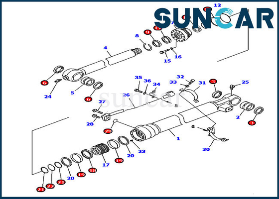 Bộ bảo dưỡng xô chống mài mòn 707-99-58320 PC220-6 PC220LC-6Z Bộ làm kín xi lanh Komatsu