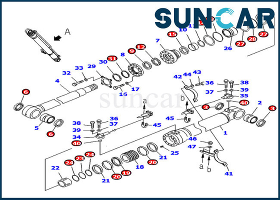 707-98-47841 7079847841 Boom Seal Kit Xi lanh thủy lực Phù hợp với Komatsu PC220-7 Bộ phận thay thế