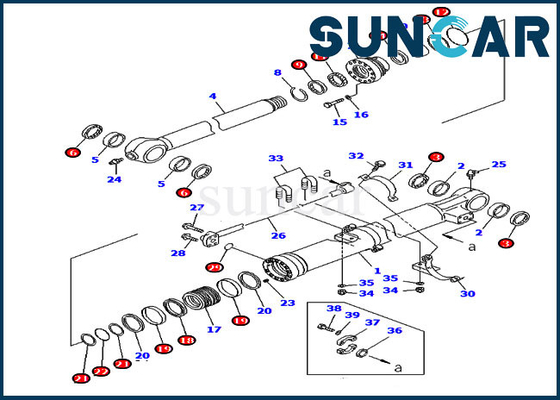 707-99-58060 Bộ công cụ sửa chữa con dấu thùng cho phiên bản nước ngoài PC220LC-7 PC270-7 Bộ dụng cụ xi lanh Komatsu
