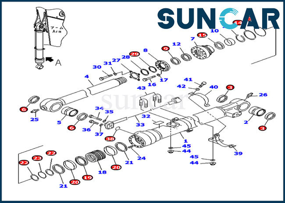 707-99-47851 PC220-7 PC220LC-7 Bộ dịch vụ xi lanh gầu Komatsu Bộ con dấu thay thế OEM