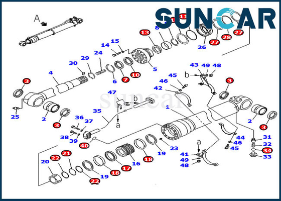 Bộ làm kín xi lanh cánh tay Komatsu 707-98-58240 7079858240 cho bộ phận niêm phong máy xúc PC220LC-8 PC240LC-8K