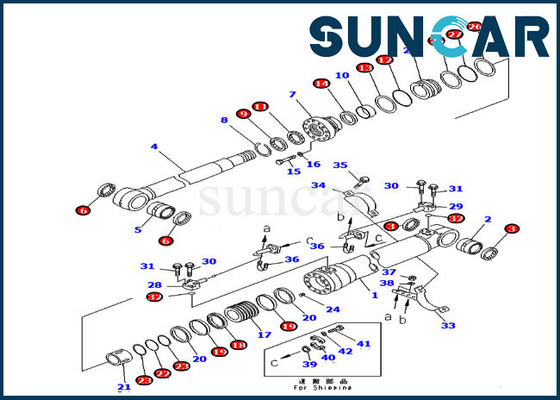 Bộ công cụ bảo dưỡng 707-00-50620 Boom Cylinder Seal Kit cho máy xúc Komatsu PC220LC-7L PC240LC-7K
