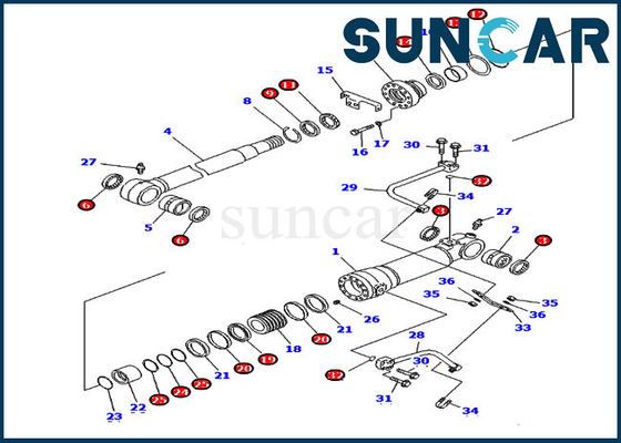 Bộ niêm phong xi lanh dạng lưỡi Komatsu 707-99-58390 Phù hợp với PC228US-3 PC228USLC-3 Máy xúc phiên bản nước ngoài
