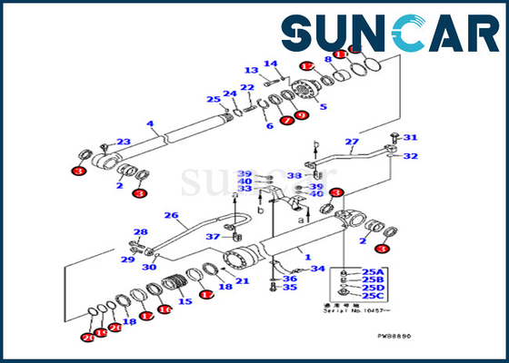 707-99-57280 7079957280 Sản phẩm sửa chữa xi lanh cánh tay cho máy đào Komatsu PC228UU-1