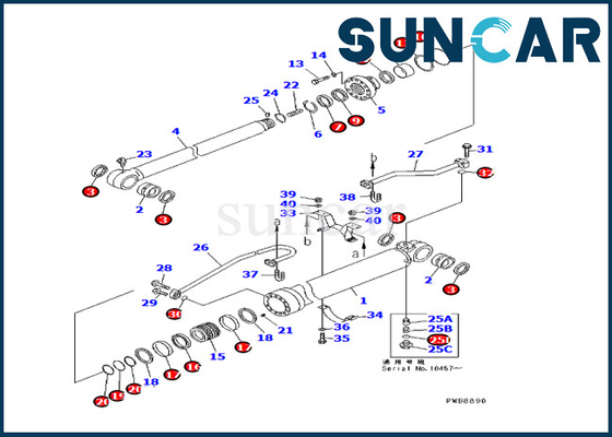 Bộ làm kín cánh tay máy xúc 707-99-57260 PC228UU-1 Bộ sửa chữa Komatsu Xi lanh thủy lực