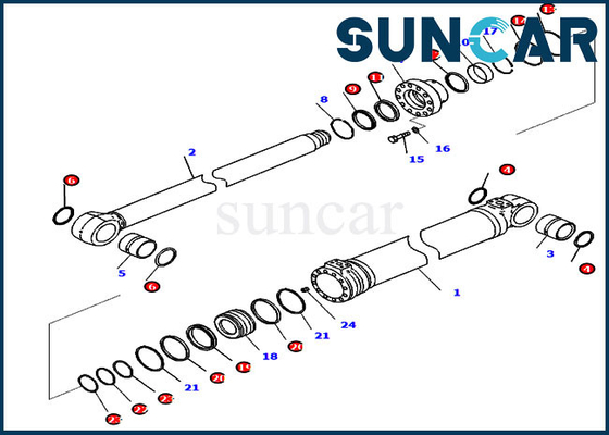 Bộ dịch vụ thay thế xi lanh bùng nổ Komatsu 721-98-02320 cho PC228USLC-11 PC228USLC-11