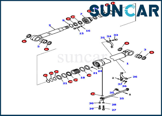 Bộ làm kín Komatsu 707-99-46470 Bộ sửa chữa xi lanh thủy lực Boom cho máy xúc PC228US-8 PC228USLC-8
