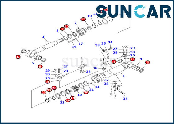 707-98-46300 Boom Cylinder Seal Kit Bộ niêm phong chống mài mòn Phù hợp với PC228USLC-3E0 PC228US-3E0 Komatsu