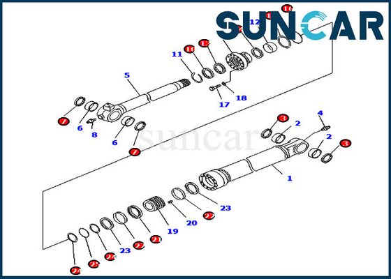 Bộ phận bên trong Komatsu 707-99-59040 Bộ làm kín xi lanh xô cho PC290LC / NLC-8 Tay vươn cao