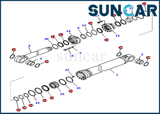 Boom Seal Kit 7219804320 721-98-04320 Bộ bảo dưỡng xi lanh Phù hợp với Thiết bị Mẫu Komatsu PC290LCI-11