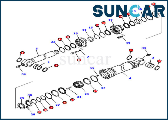 721-98-04350 Bộ làm kín xi lanh xô Chống mài mòn PC290LCI-11 Bộ dịch vụ thay thế Komatsu