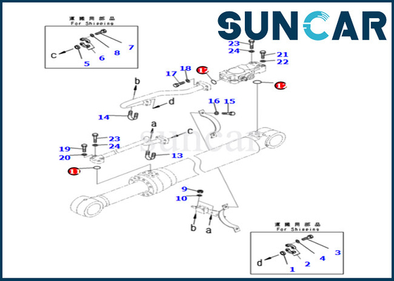 721-98-00290 7219800290 Bộ dịch vụ xi lanh bùng nổ Komatsu cho PC240LC-11 PC240NLC-11 PC240LC-11E0 PC240NLC-11E0