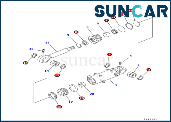 Komatsu 707-98-24570 7079824570 Bộ niêm phong xi lanh dạng lưỡi Phù hợp với PC25-1 PC25R-1 PC30-7