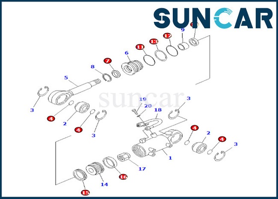 Komatsu 707-98-24610 7079824610 Bộ làm kín xi lanh nâng lưỡi Phù hợp với PC25-1 PC25R-1 PC30R-7