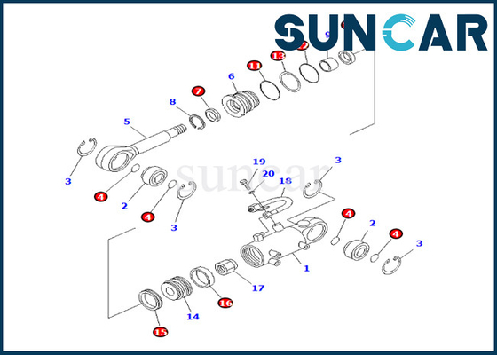 Bộ làm kín xi lanh nâng lưỡi Komatsu 707-98-12670 7079812670 cho PC25R-8 PC27R-8 PC27R-8