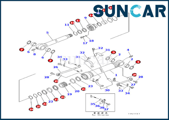 Bộ bảo dưỡng xi lanh xô Komatsu 707-99-58090 7079958090 Phù hợp với PC350-8 PC300-8 PC360-7