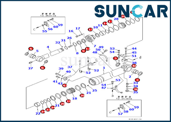 Bộ niêm phong xi lanh cánh tay Komatsu 707-99-59740 7079959740 cho PC290-8K PC270-8 PC270LC-8
