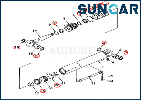 707-98-24920 Boom Cylinder Seal Kit Bộ dịch vụ dành cho Máy xúc kiểu Komatsu PC30-7 PC30R-7