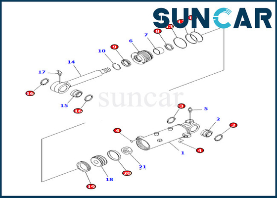 Bộ làm kín xi lanh nâng lưỡi cho 707-98-24930 7079824930 Komatsu 8-24930 Komatsu PC30MR-3 PC27MR-3 PC27MR-2