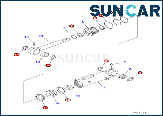 Bộ niêm phong xi lanh dạng lưỡi Komatsu 707-98-22180 7079822180 Phù hợp với F4EC-1 F5EC-1 F6EC-1