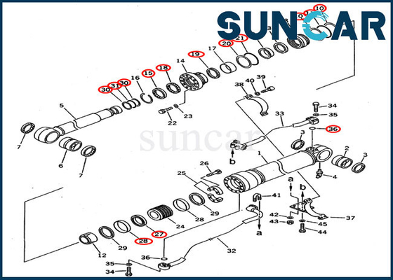 707-99-58210 Boom Cylinder Service Seal Kits cho PC300-5 PC300LC-5 Phiên bản nước ngoài Komatsu Excavator