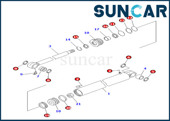 707-98-22890 7079822890 Boom Swing Cylinder Service Kit Komatsu Phù hợp với PC27MR-3 PC27MR-2