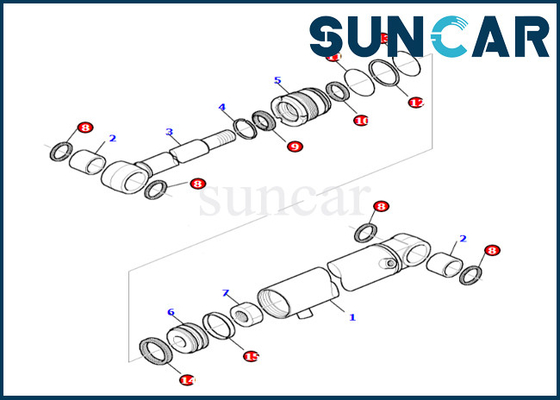 Boom Swing Cylinder Seal Kit Komatsu 878000521 cho PC27R-8 Boom Swing Cylinder Seal Kit Dầu và khả năng chống mài mòn