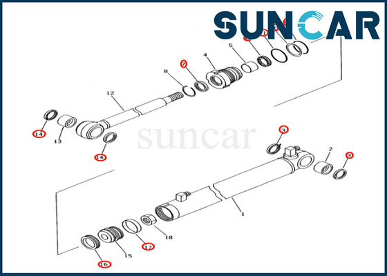 Bộ bịt kín xi lanh cánh tay trượt 707-98-04610 7079804610 Komatsu Phù hợp với PC27R-8 PC28UD-2 PC28UG-2