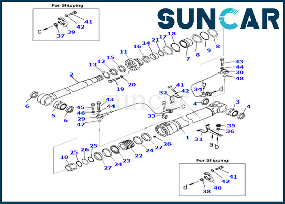 Bộ bảo dưỡng xi lanh bùng nổ Komatsu 707-99-59070 7079959070 Phù hợp với PC290LC-10 Bộ làm kín xi lanh bùng nổ