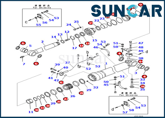 7079959680 707-99-59680 Bộ bịt kín sửa chữa xi lanh cánh tay Komatsu cho PC290LC-10 PC290NLC-10
