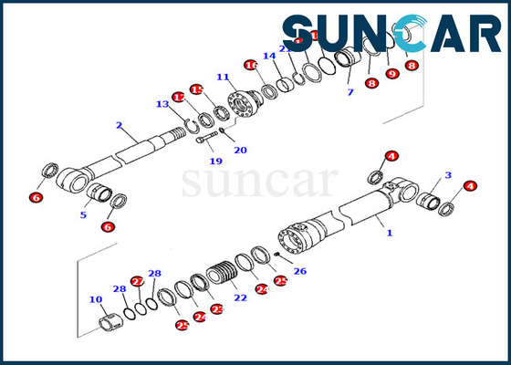 Boom Cylinder Seal Kit Komatsu 7079959090 707-99-59090 Phù hợp với PC290LC-10 PC290NLC-10