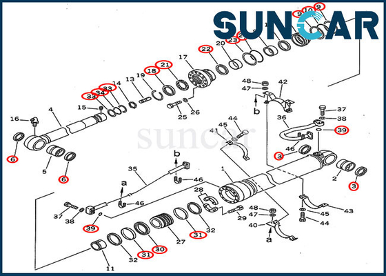 Bộ làm kín máy xúc 207-63-02120 Bộ sửa chữa xi lanh cánh tay cho phiên bản nước ngoài PC300-5 PC300LC-5 Komatsu