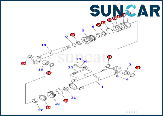 Bộ bảo dưỡng xi lanh bùng nổ Komatsu 707-98-24880 7079824880 cho Bộ niêm phong xi lanh bùng nổ PC30R-8