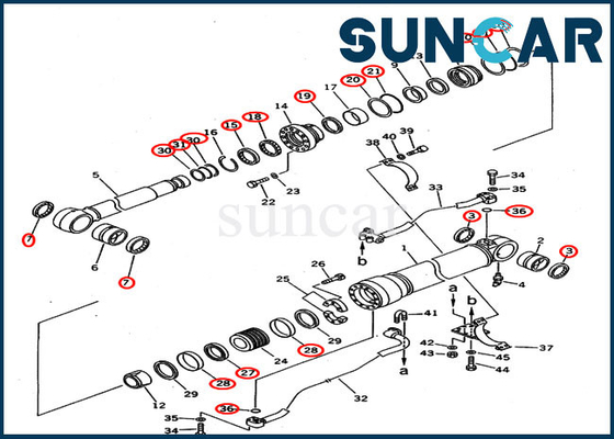 Boom Seal Kit 207-63-02100 Xi lanh thủy lực 2076302100 cho máy xúc KOMATSU PC300-5 PC300LC-5