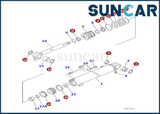 Boom Cylinder Service Kit Komatsu 7079829600 707-98-29600 Boom Cylinder Seal Kit cho PC30R-8 PC35R-8