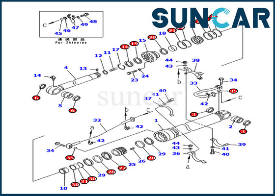 707-99-67280 Bộ làm kín dầu cánh tay Xi lanh thủy lực cho PC300-6 PC300-6Z Bộ dịch vụ máy xúc Komatsu