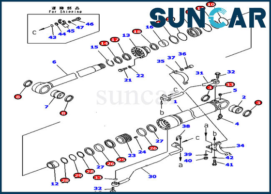 Boom Seal Repair Kit 707-99-58360 7079958360 PC300LC-6 PC300LC-6 Komatsu Cylinder Seal Kit