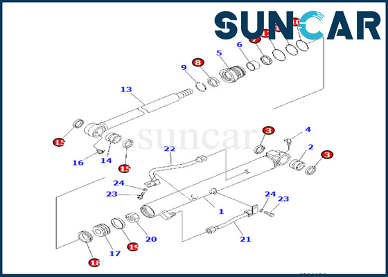 707-98-14260 7079814260 Bộ dịch vụ xi lanh xô Komatsu cho Bộ thay thế xi lanh xô PC30R-8