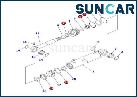 Bộ làm kín xi lanh nghiêng Komatsu 707-98-13600 Bộ niêm phong xi lanh nghiêng Bộ công cụ dịch vụ góc cho BR120T-1