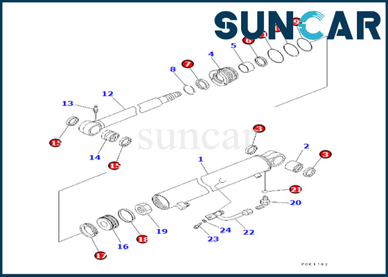 7079823810 707-98-23810 Bộ bịt kín sửa chữa xi lanh cánh tay Komatsu Phù hợp với PC35MR-1 PC35MRX-1A