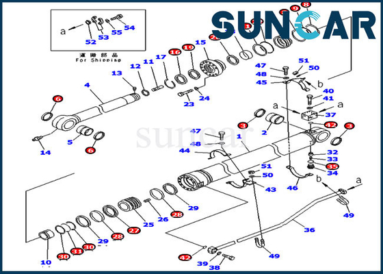 Bộ dịch vụ máy xúc 707-99-72300 Bộ làm kín xi lanh thủy lực cho kiểu máy Komatsu PC300LC-7 PC350LC-7