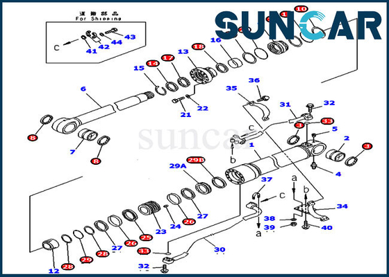 PC300LC-7 PC360-7 707-99-58030 Bộ dịch vụ bùng nổ Komatsu Bộ dụng cụ sửa chữa xi lanh chống mài mòn