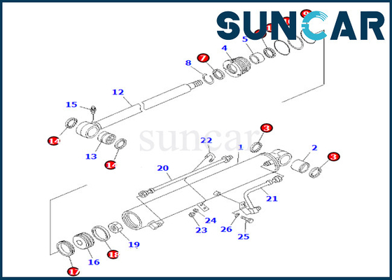 707-98-29661 7079829661 Boom Swing Cylinder Seal Kit Komatsu Fits PC35MR-1 PC35MRX-1 PC45MR-1