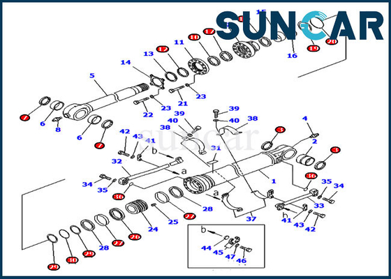 Phiên bản nước ngoài Máy xúc 707-99-59370 PC300-7 Bộ sửa chữa con dấu thùng Xi lanh thủy lực Komatsu